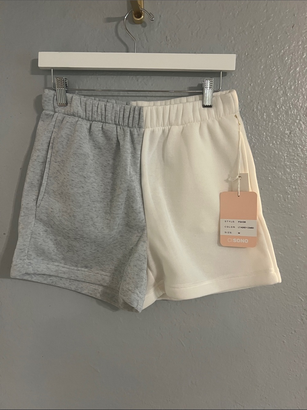 Ci Sono Two-Tone Gray & Cream Athletic Lounge Shorts